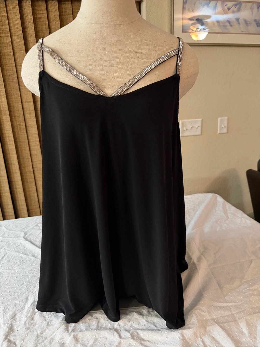 torrid Black Tank Top with Rhinestone Straps